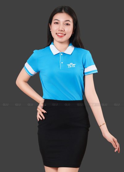 Áo đồng phục công ty có cổ IATA màu xanh dương