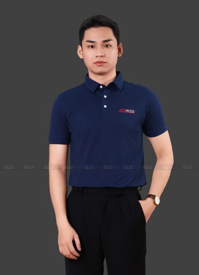 Áo thun đồng phục công ty có cổ màu xanh đen CTU20018