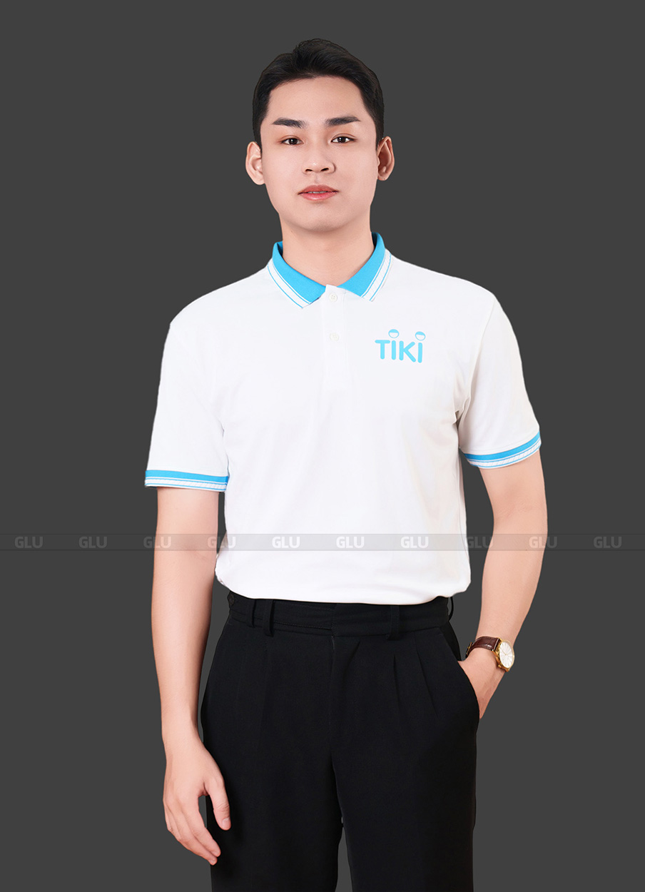 Áo phông đồng màu trắng phân phối xanh trời ATU20027 2