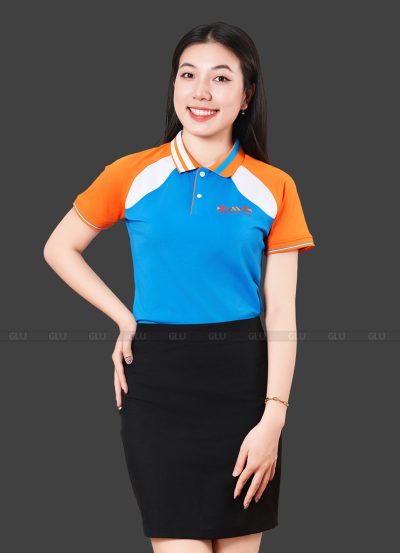 Đồng phục công ty màu màu xanh phối cam CTU20024