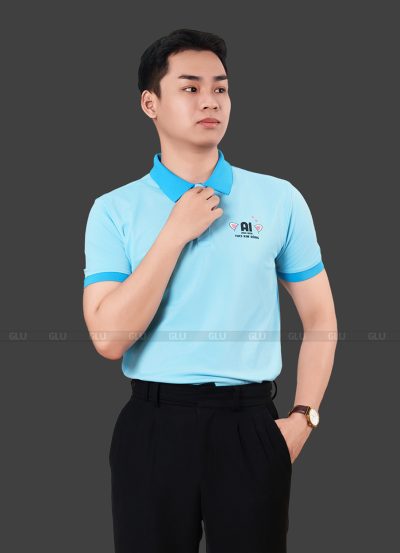 Đồng phục doanh nghiệp màu thiên thanh phối xanh dương 2