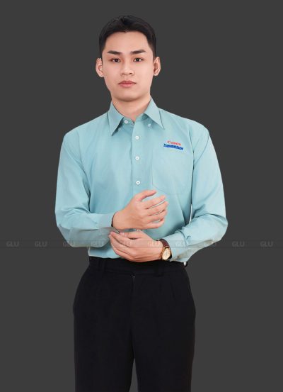 Áo Sơ Mi Đồng Phục Công Sở Dài Tay Màu Xanh Ngọc