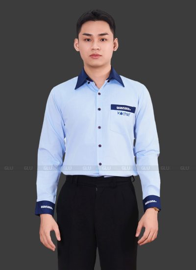 Áo Sơ Mi Đồng Phục Công Sở Tay Dài Màu Xanh Nhạt