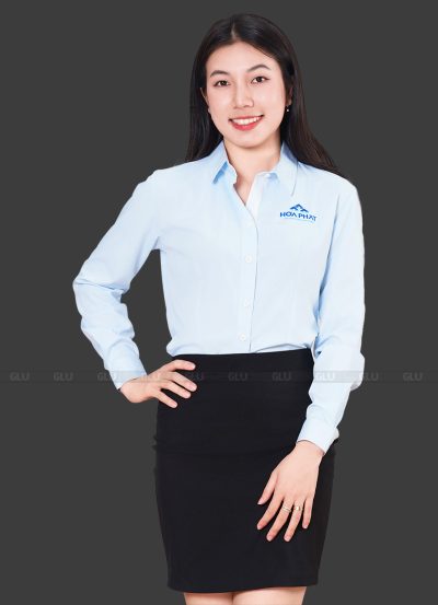 Áo sơ mi nữ công sở đồng phục màu xanh dương nhạt