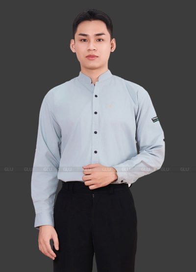 Đồng phục áo sơ mi công sở cổ tàu dài tay mẫu SMU10013
