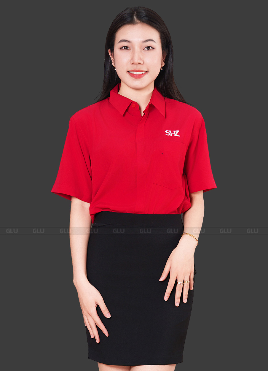 Đồng phục áo sơ mi công sở cộc tay mẫu SMU10021 2