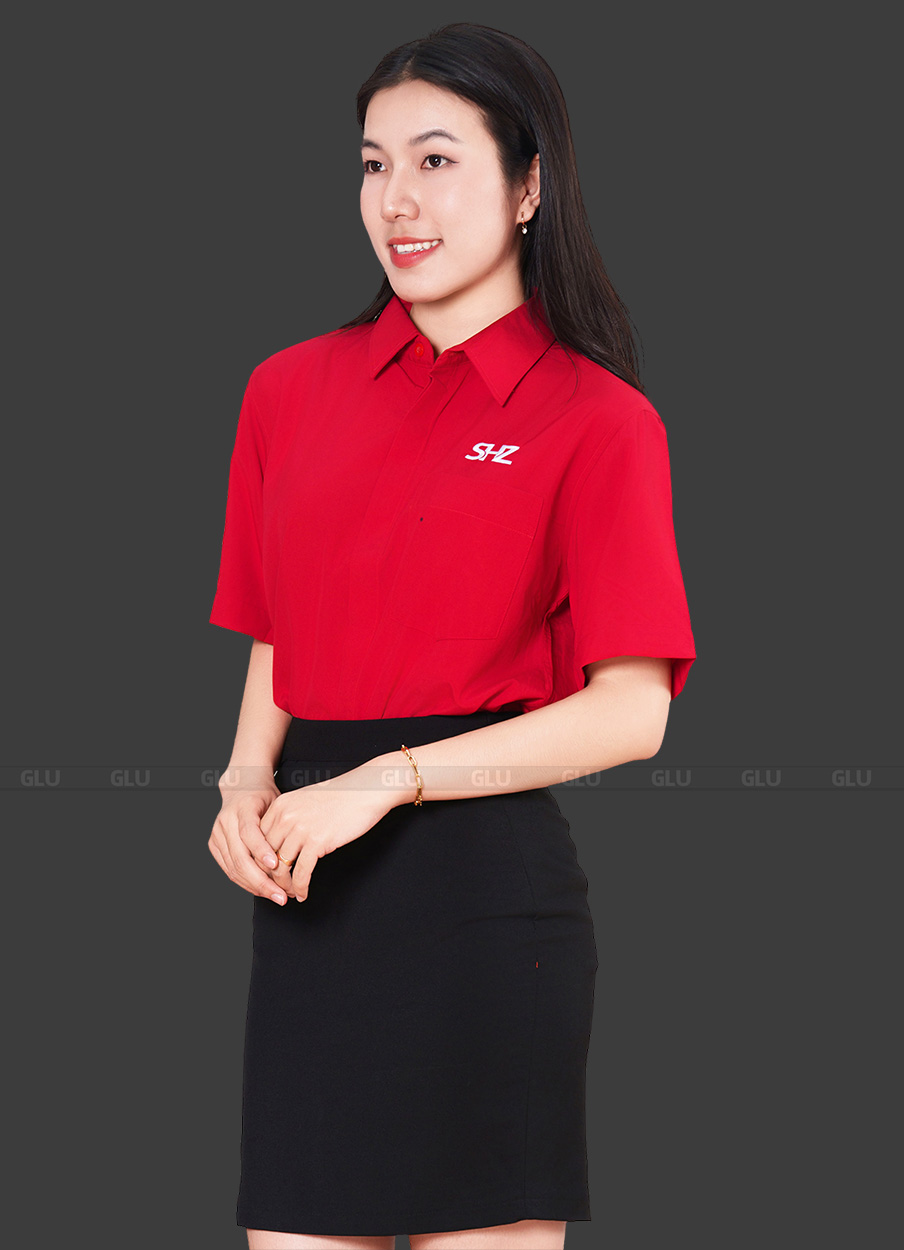 Đồng phục áo sơ mi công sở cộc tay mẫu SMU10021 4
