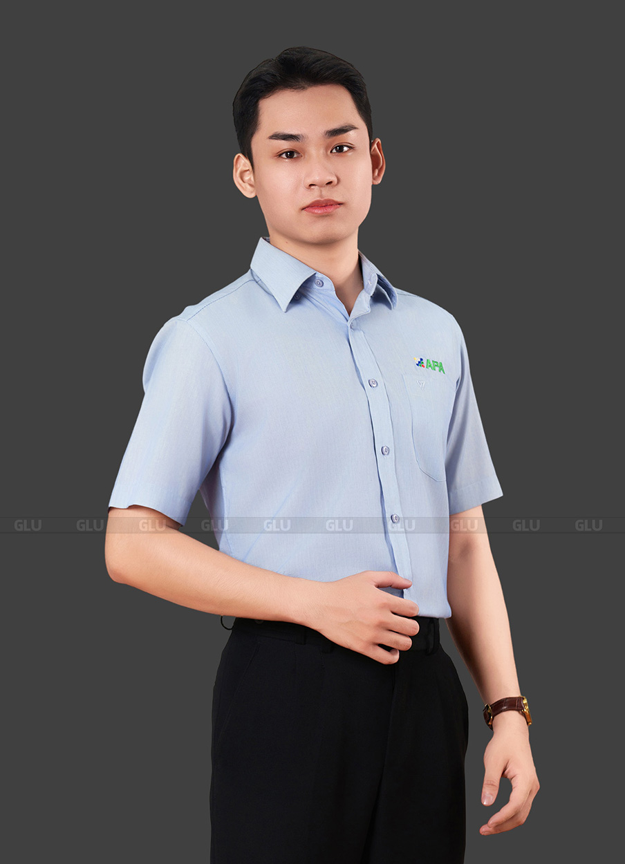 Đồng phục áo sơ mi công ty công sở cao cấp tay ngắn APA 4