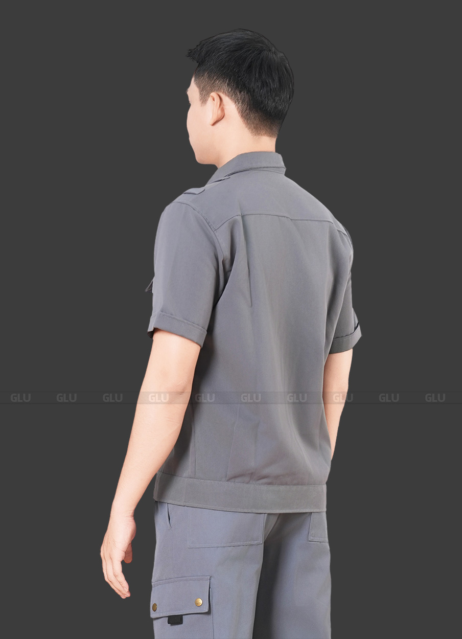 đồng phục bảo hộ lao động vải thoáng mát thân sau