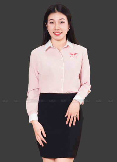 Đồng phục sơ mi công sở màu hồng nhạt