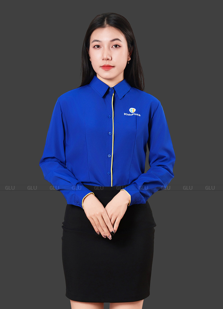 Đồng phục sơ mi tay dài màu xanh bích Kids Plaza 4