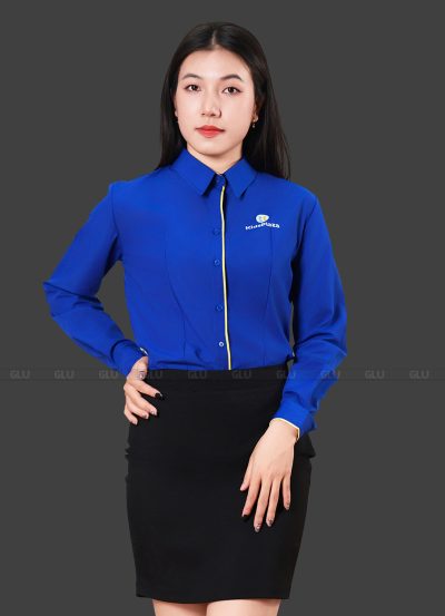 Đồng phục sơ mi tay dài màu xanh bích Kids Plaza