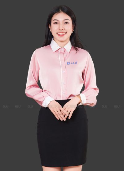 Mẫu Áo Đồng Phục Công Sở Sơ Mi Màu Hồng