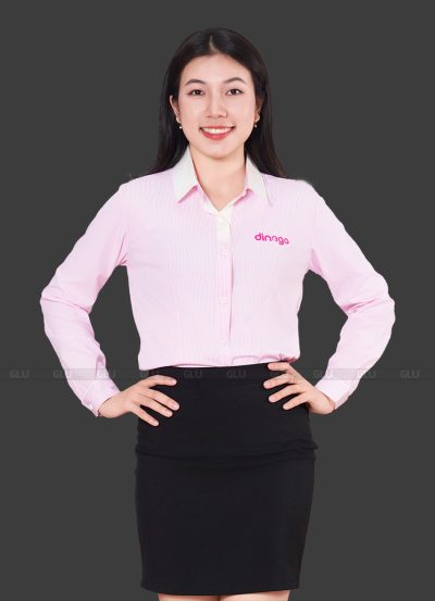 Mẫu áo sơ mi đồng phục công sở cổ màu trắng nổi bật 22
