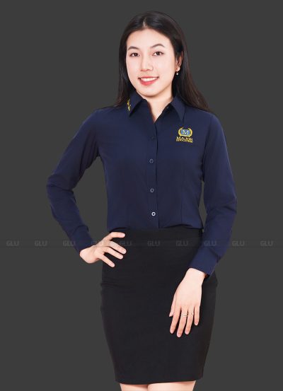 Mẫu Đồng Phục Áo Sơ Mi Nữ Công Sở Màu Tím Than