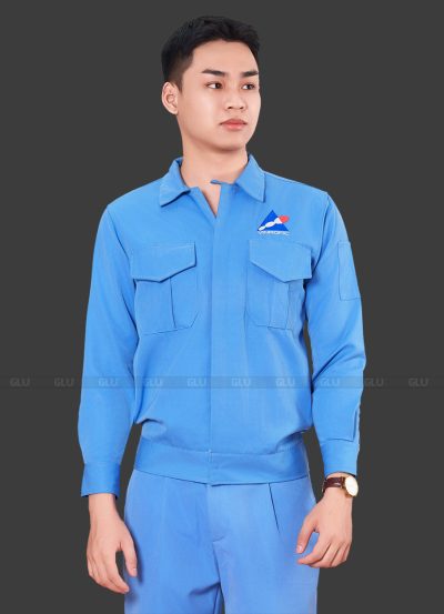 Mẫu quần áo công nhân màu xanh da trời