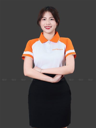 Áo Thun Đồng Phục Có Cổ Màu Trắng Cam 5