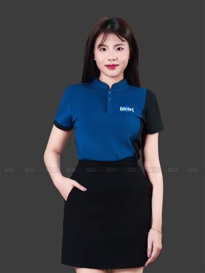 Áo thun đồng phục Lactel màu xanh đen