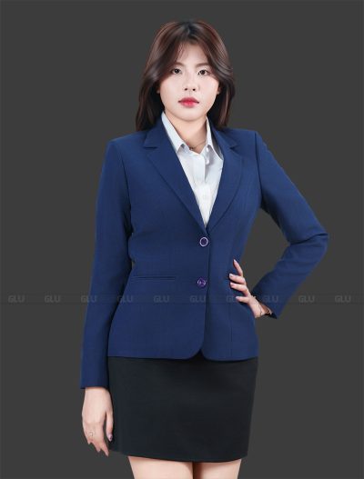 Đồng phục áo vest nữ văn phòng màu xanh cao cấp 1