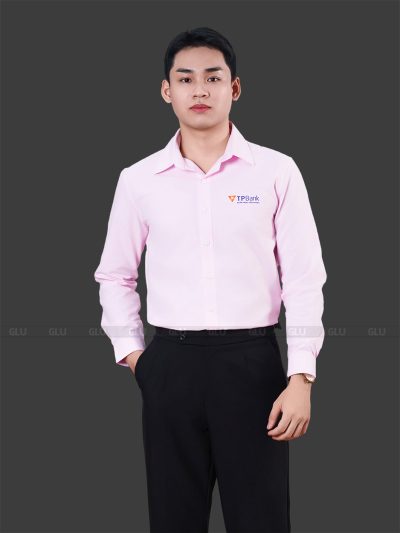 Làm áo đồng phục công sở cao cấp tay dài màu hồng