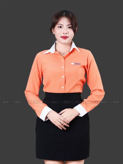 Mẫu áo sơ mi đồng phục nhân viên công sở giá tốt tay dài 2