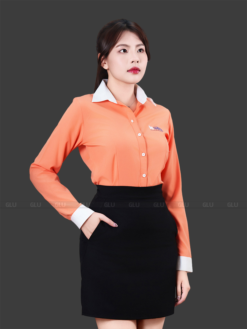 Mẫu áo sơ mi đồng phục nhân viên công sở giá tốt tay dài 5