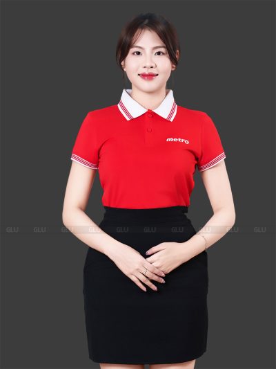 May in áo thun đồng phục công ty màu đỏ trẻ trung