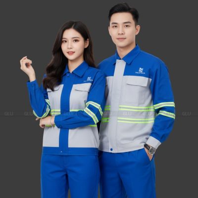 Đồng phục bảo hộ phối màu xám xanh dương 4