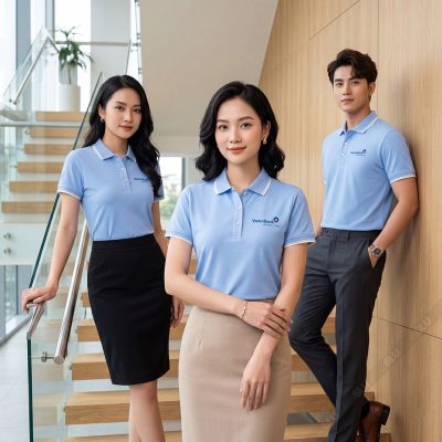 Áo thun đồng phục CTY màu xanh biển 1
