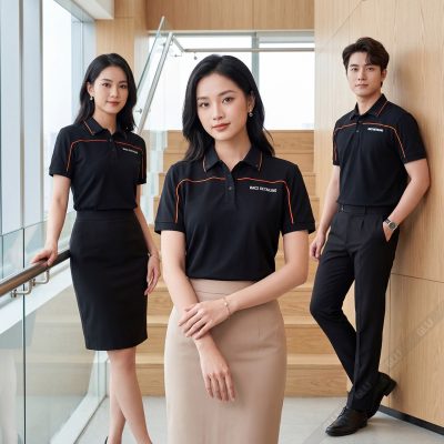 Đặt may áo thun màu đen viền cam giá rẻ 4