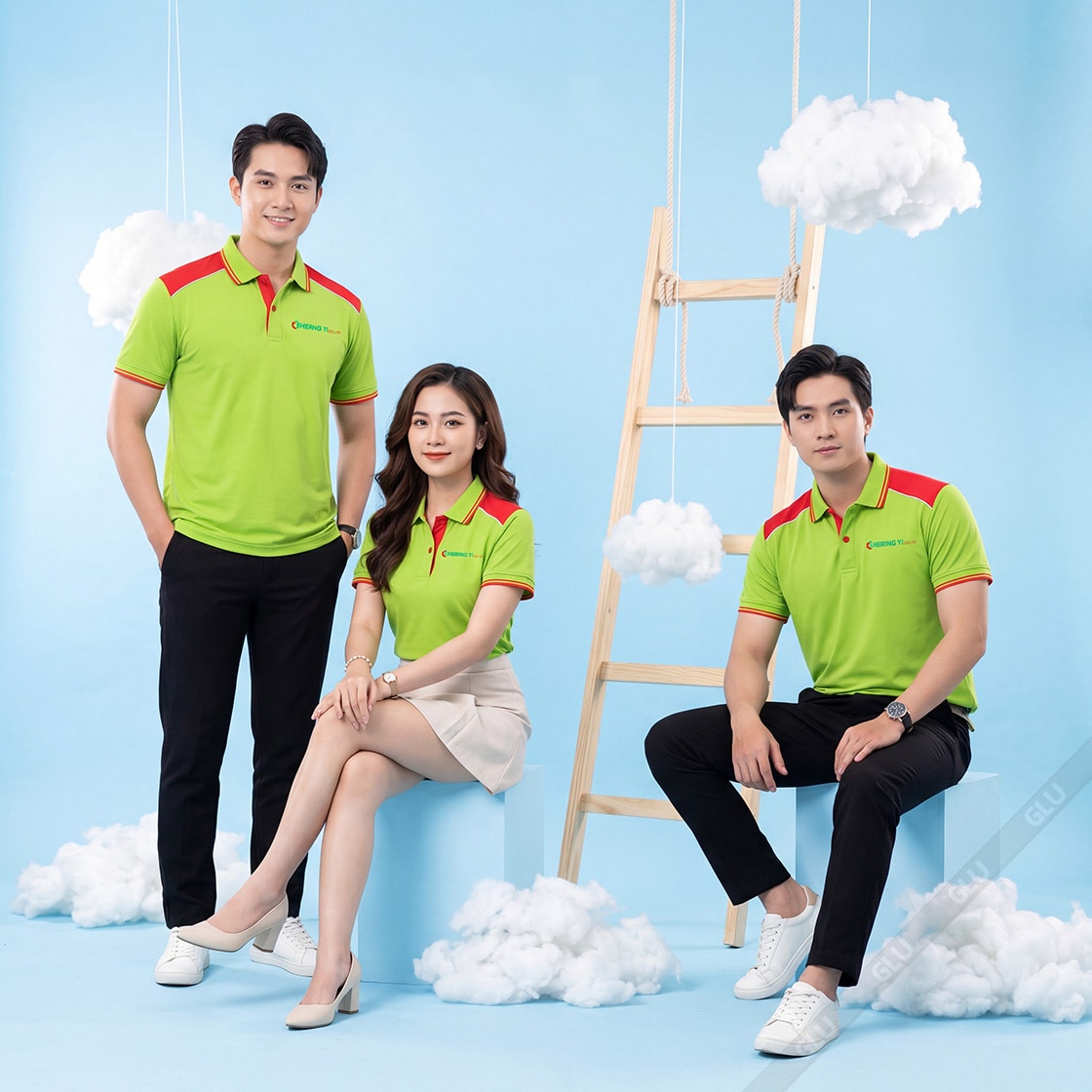 May áo thun giá rẻ màu xanh chuối phối đỏ thanh lịch 2