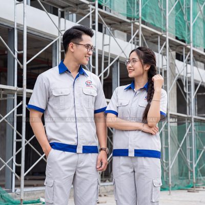Áo công nhân giá rẻ tay ngắn phối màu hiện đại 1