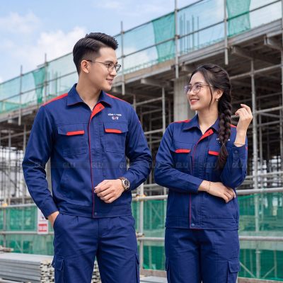 Áo công nhân may in logo theo yêu cầu 1
