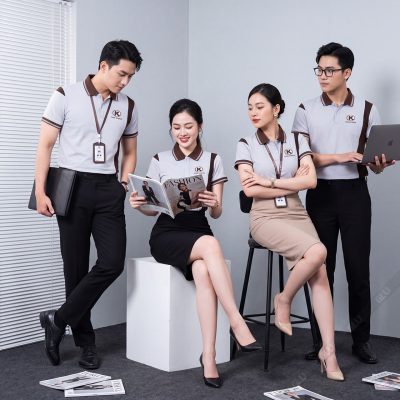 Áo đồng phục công ty K Food Story màu xám phối nâu 4