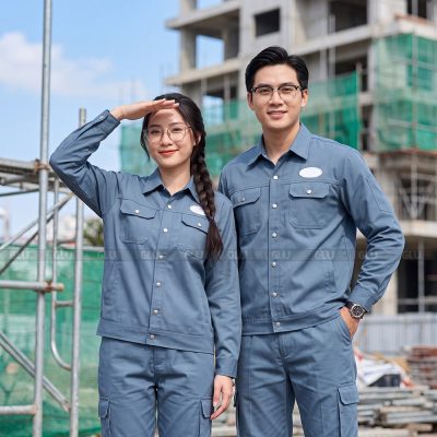 Bộ quần áo công nhân màu xanh Basic cao cấp 3