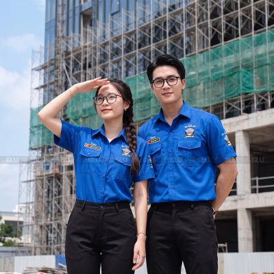 Đồ bảo hộ công nhân kiểu áo sơ mi tay ngắn 1
