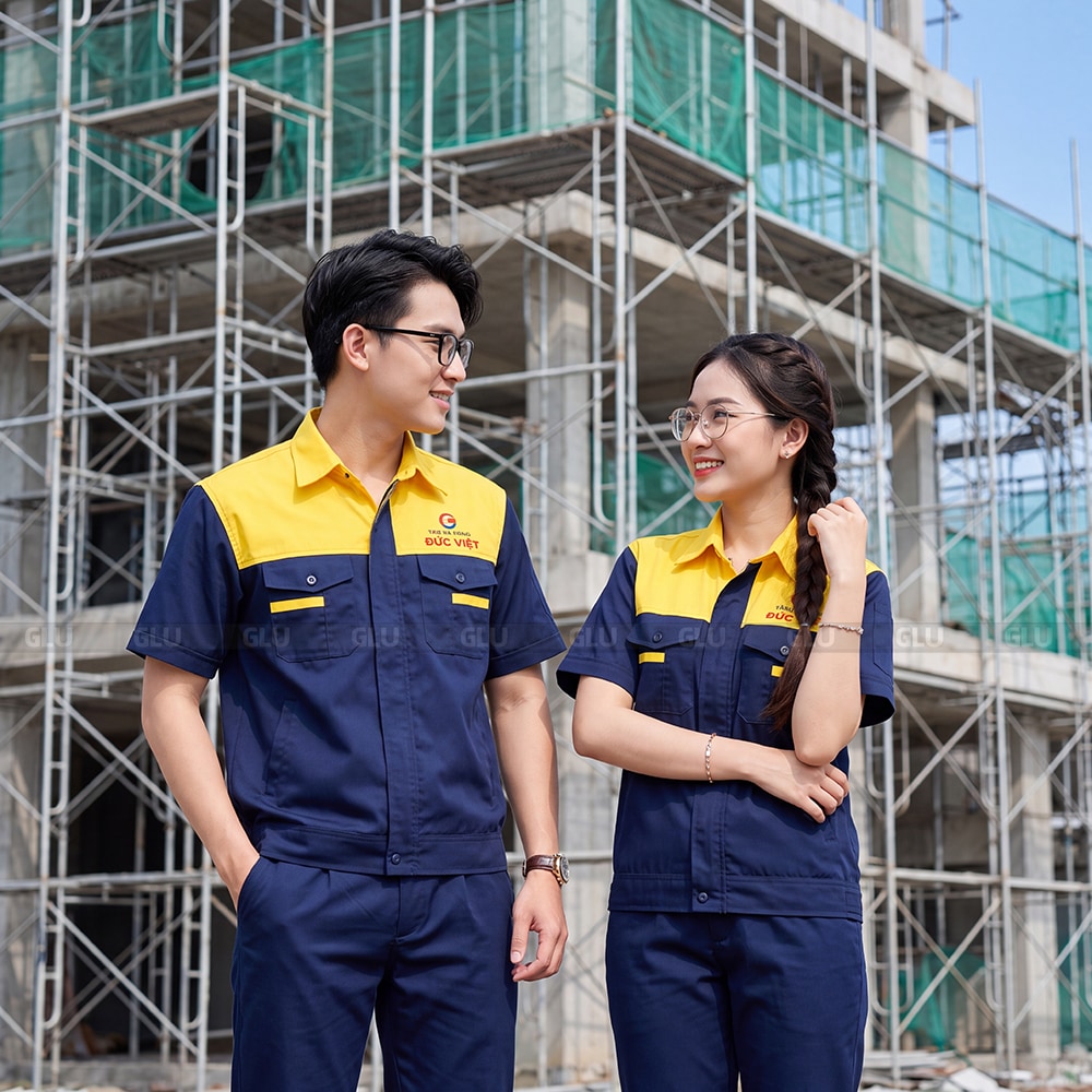 Đồng phục công nhân xây dựng màu xanh navy phối vàng cao cấp 5