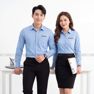 Đồng phục công sở nam nữ Quang Huy logo in 3