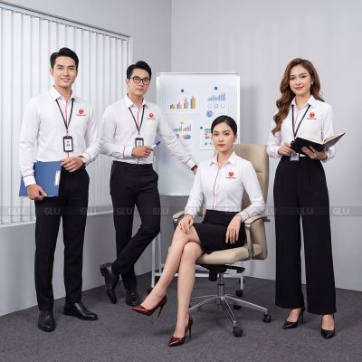 Đồng phục công sở nữ màu trắng thanh lịch 1