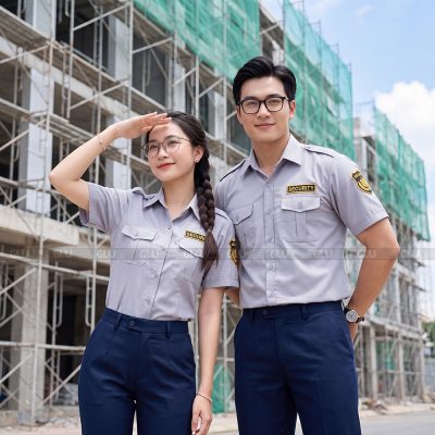 Mẫu áo công nhân bảo vệ dáng sơ mi tay ngắn 2