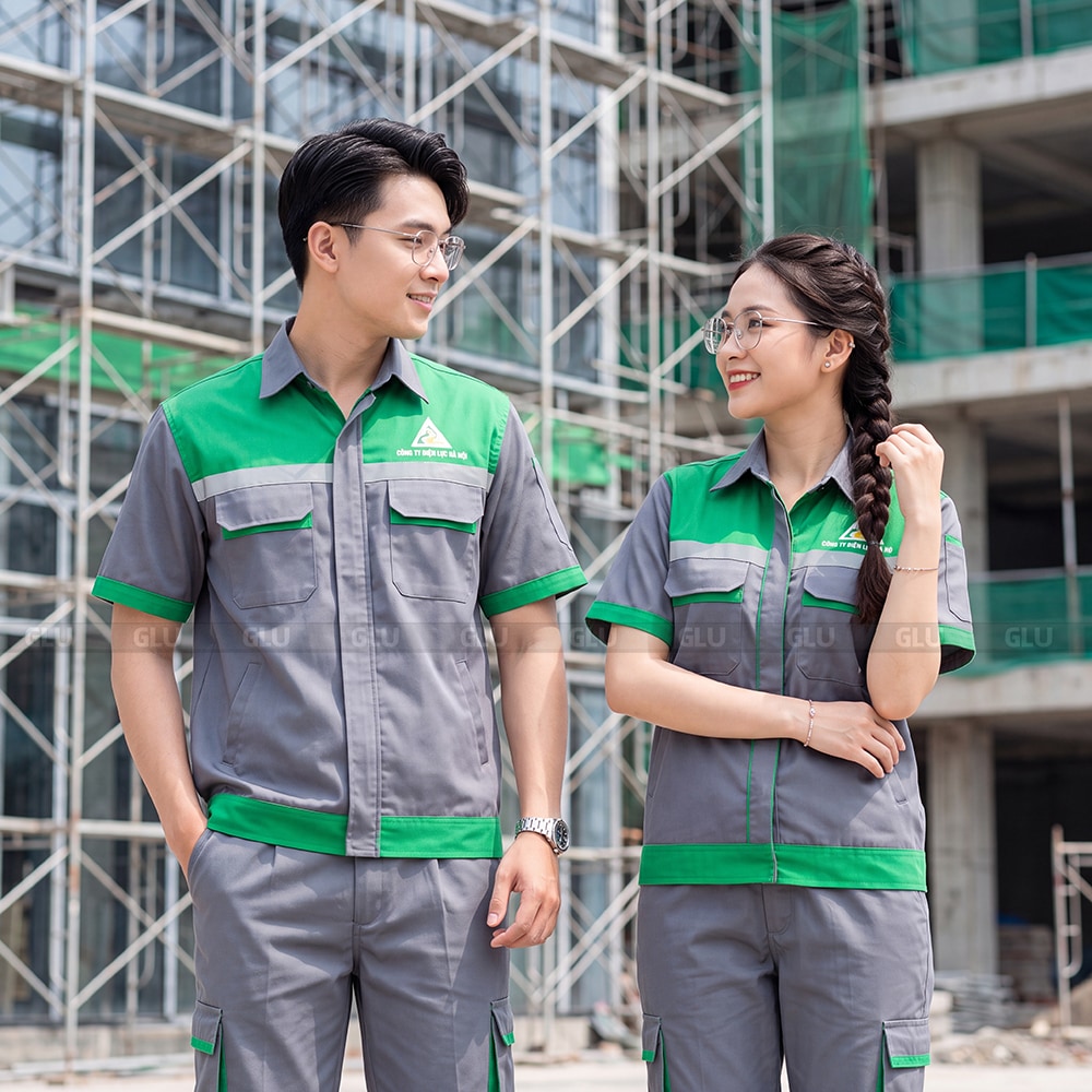 Mẫu áo đồng phục công nhân vải kaki Thành Công có phản quang 1