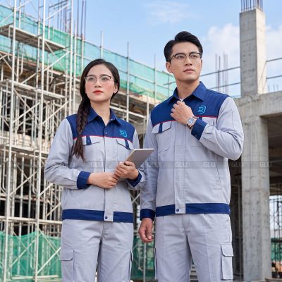 Mẫu đồng phục công nhân đẹp phối kiểu hiện đại 2
