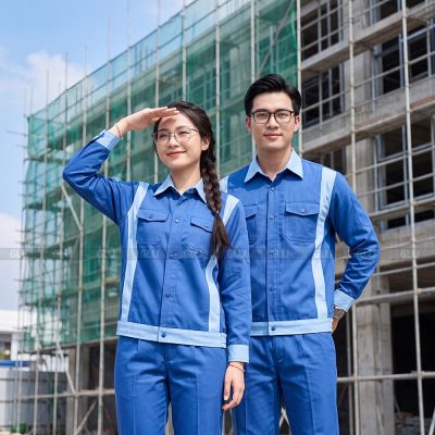 Mẫu quần áo bảo hộ lao động tay dài phối màu hiện đại 1