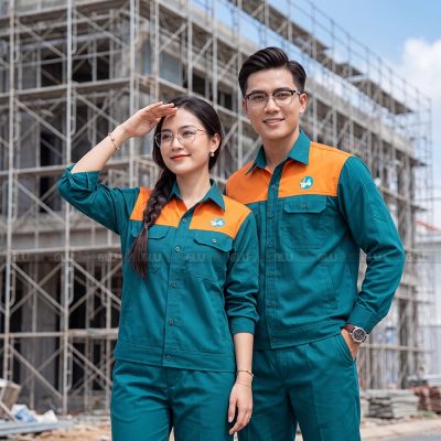 May áo công nhân giá rẻ phối màu theo nhận diện thương hiệu 1