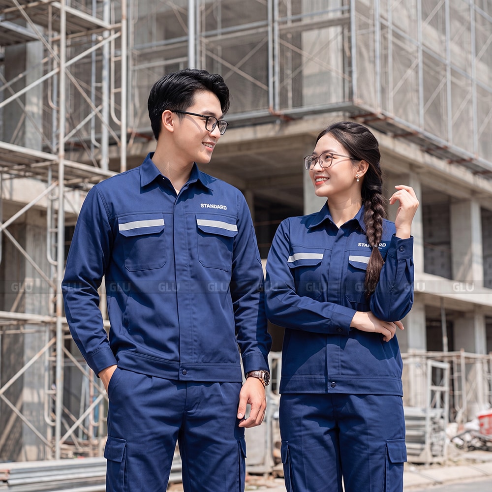 May đồng phục công nhân tay dài túi có khóa kéo 5