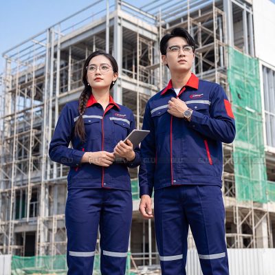Quần áo công nhân giá rẻ có phản quang 1