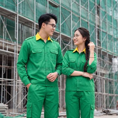 Quần áo công nhân giá rẻ Safety First tay dài màu xanh lá 1