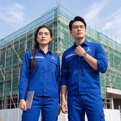 Quần áo công nhân One Partner tay dài màu xanh bích 5