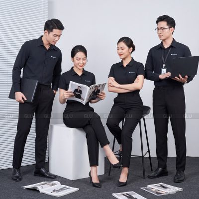 Sơ mi nam nữ đồng phục màu đen ngân hàng Ocean Bank 6