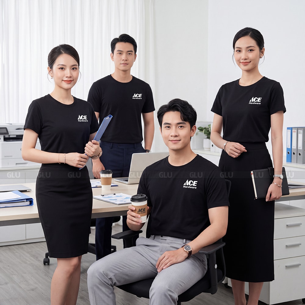 Áo cổ tròn có sẵn cao cấp màu đen 9